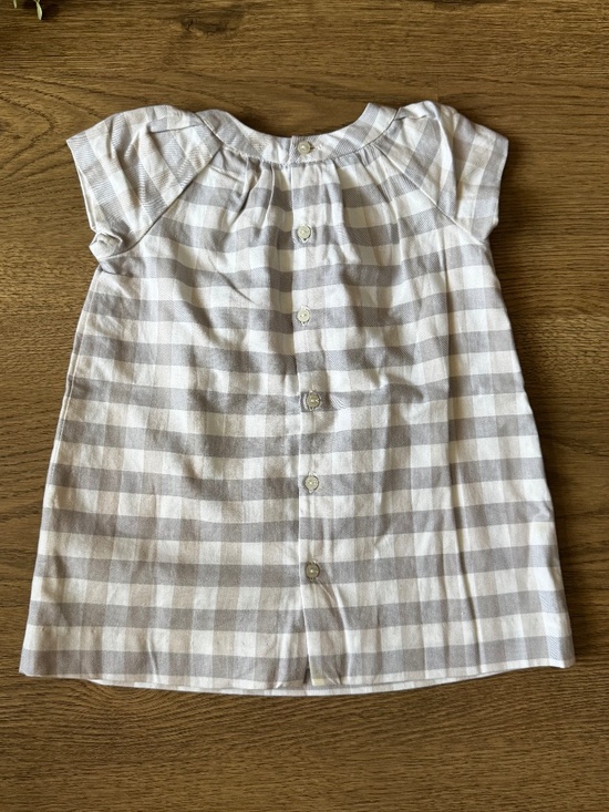 Jacadi Other - Jacadi Paris Gray & White Gingham Baby Dress 12 Months Classic Cotton